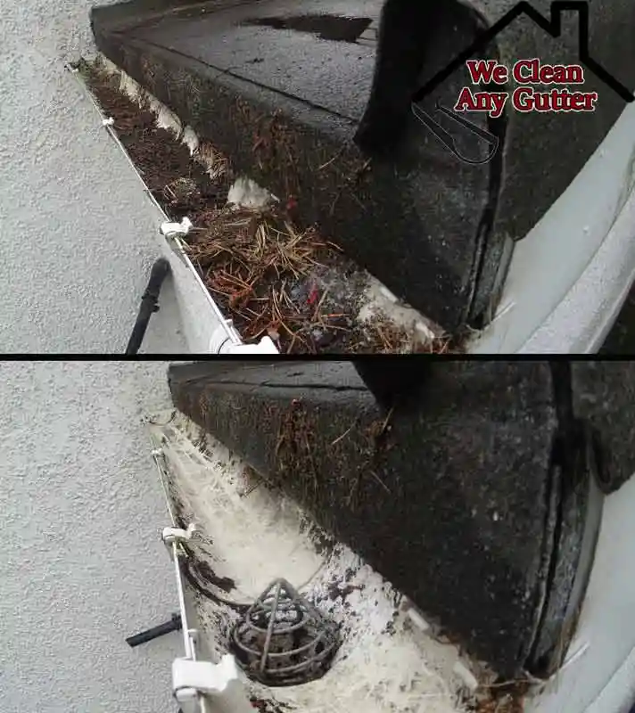 before and after Fetcham gutter clearance  