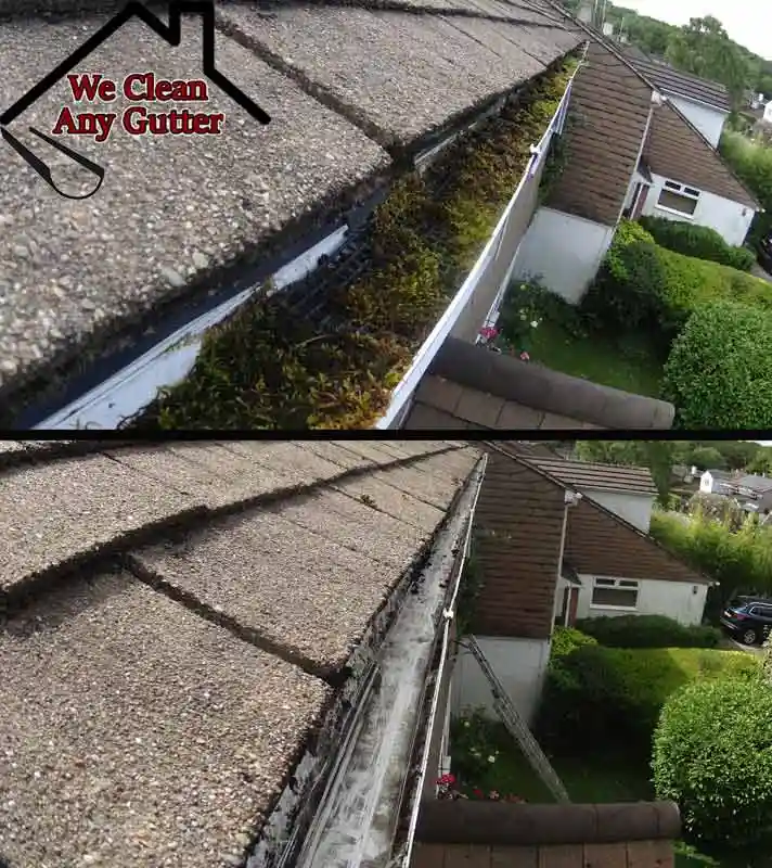 before and after Leatherhead gutter clearance  