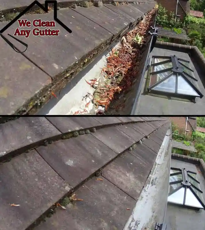 before and after London gutter clearance  