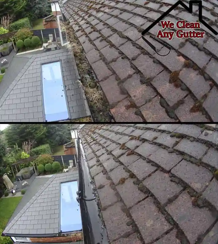 before and after Surbiton gutter clearance  