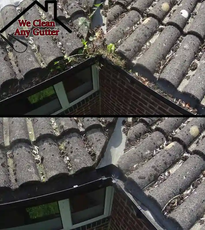 before and after Wimbledon gutter clearance  